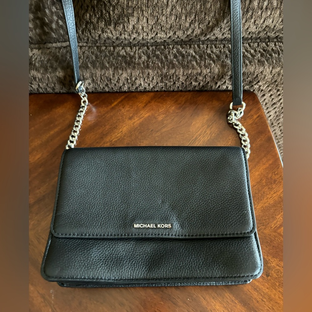 Michael Kors black leather crossbody. Gently used. Great condition.
